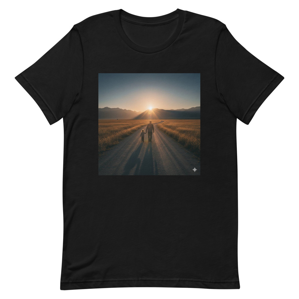 Sunset Walk tee — flat lay